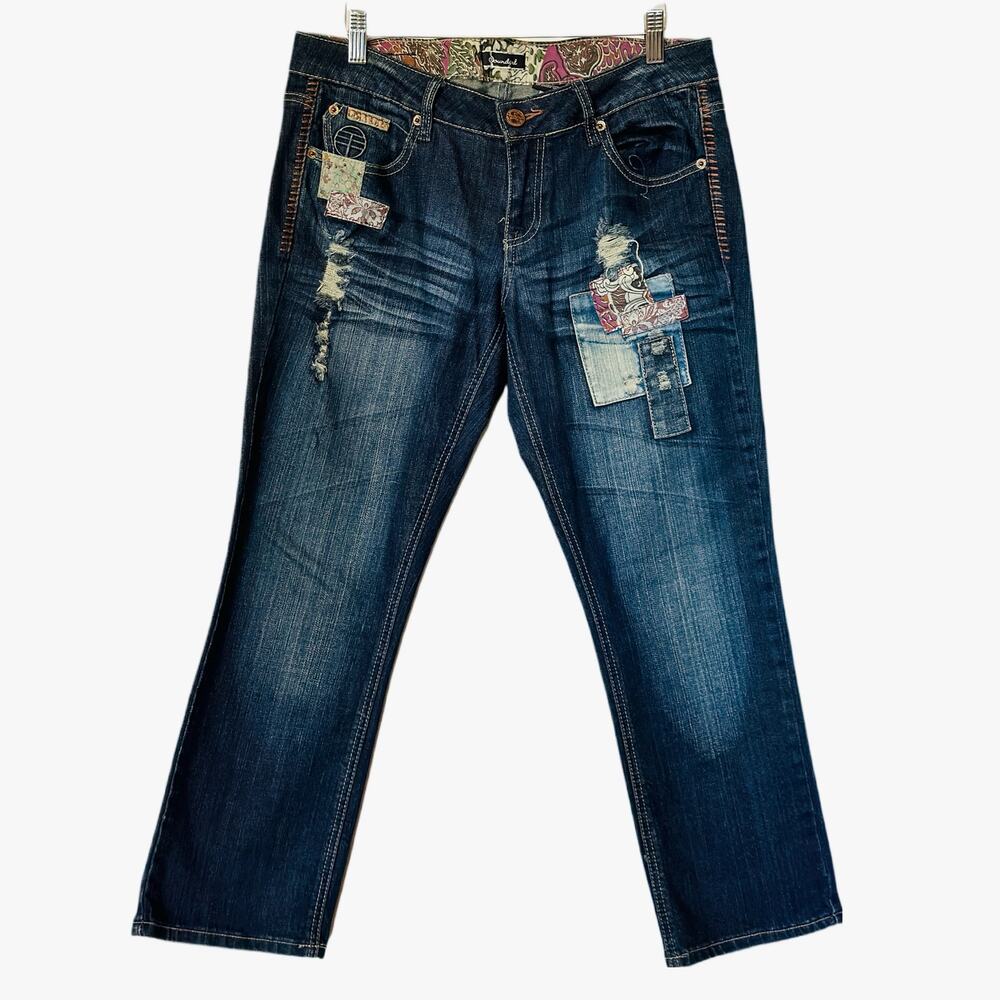 SOUNDGIRL Jeans Junior Women’s Size 11 Patchwork Straight-Leg Denim Vintage Y2K